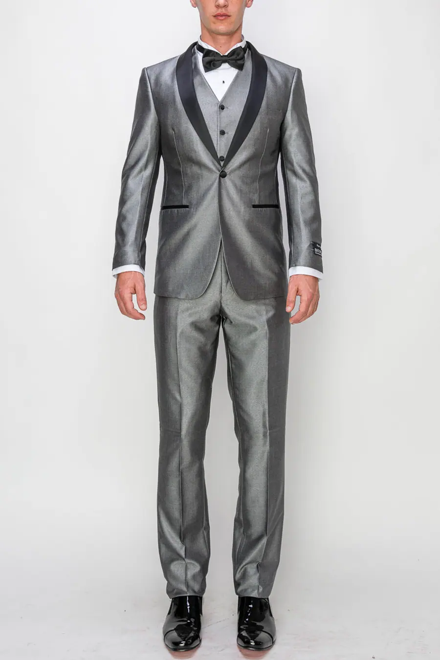 Shiny Grey 3 Piece Slim Fit Tuxedo