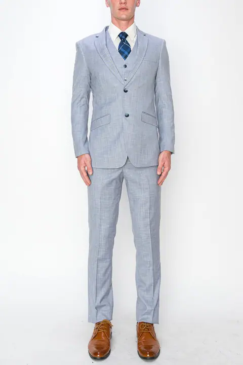 Powder Blue 3 Piece Textured Suit
