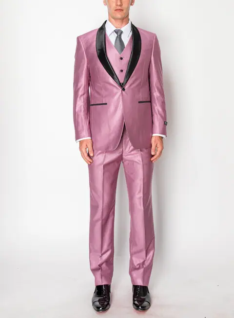 Pink 3 Piece Slim Fit Tuxedo