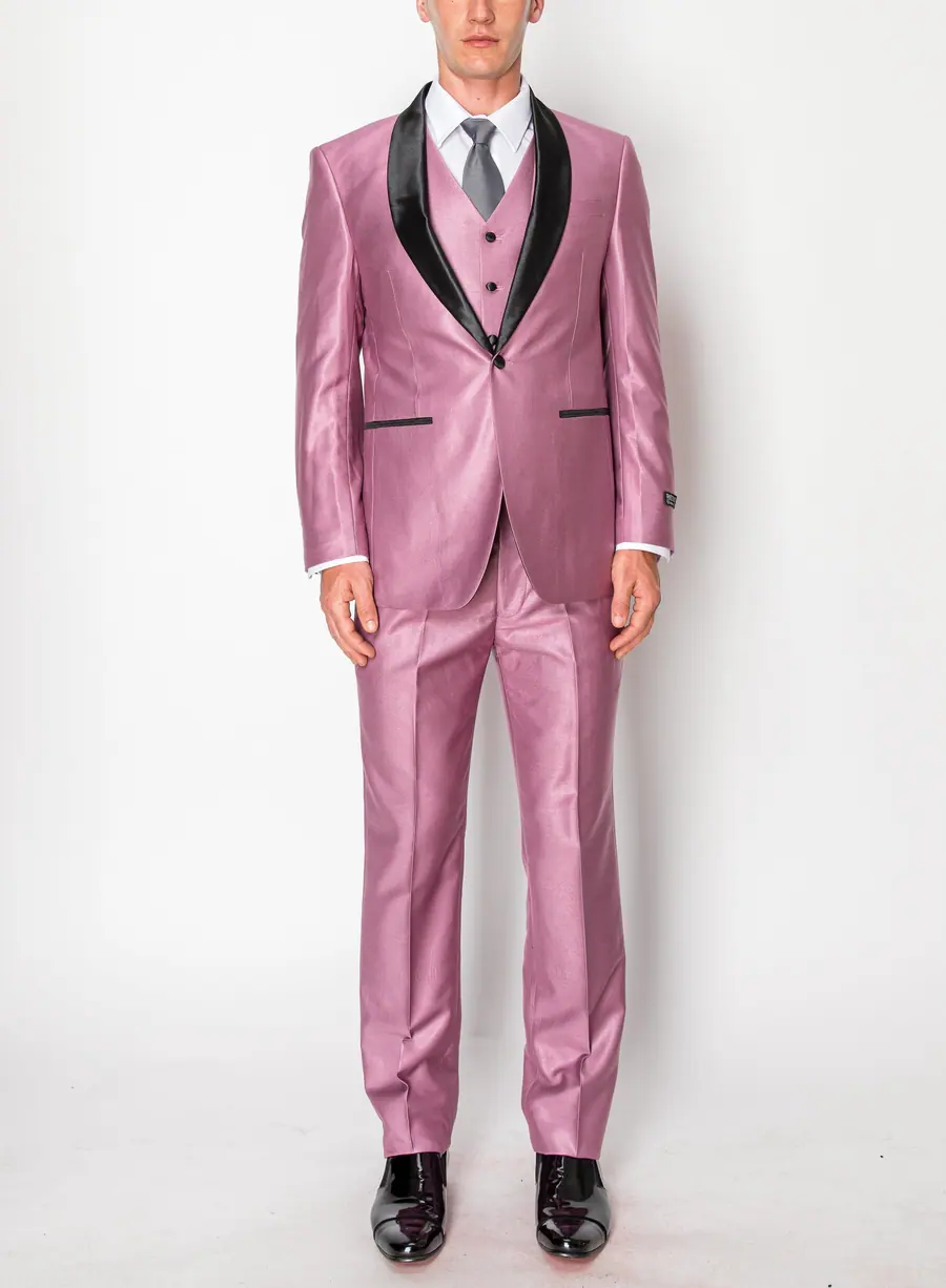 Pink 3 Piece Slim Fit Tuxedo