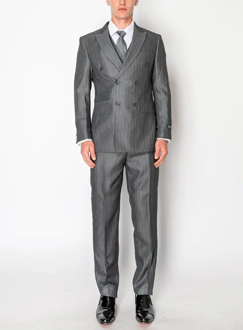 Grey 3 Piece Textured Suit