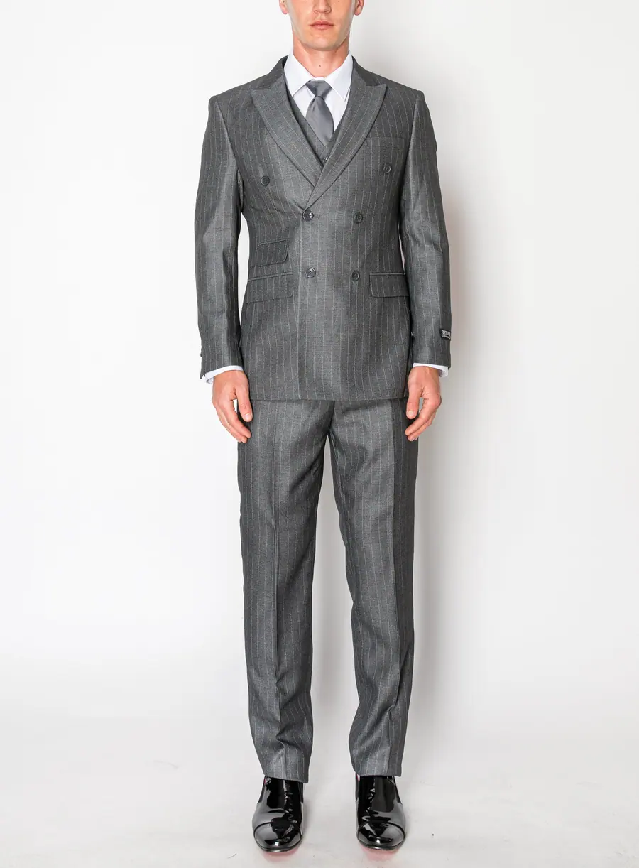 Grey 3 Piece Textured Suit