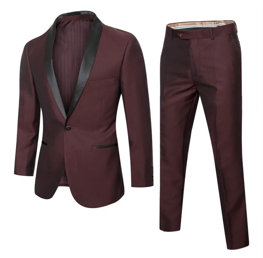 Burgundy 2 Piece Slim Fit Tuxedo