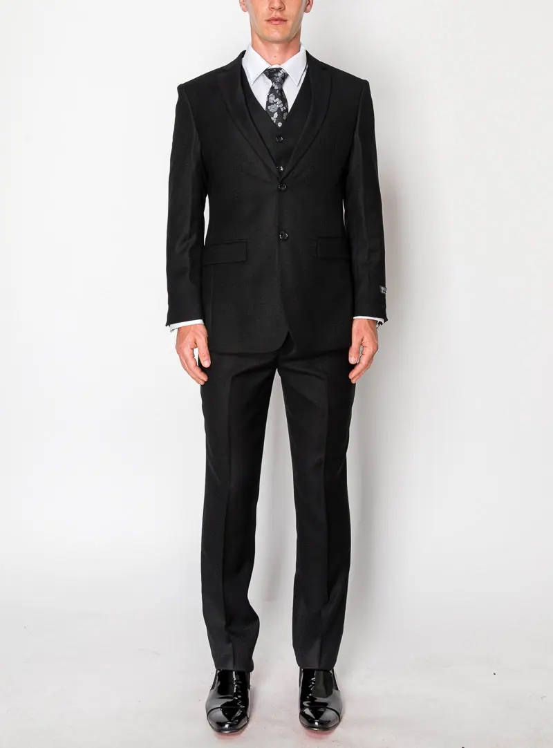 Black 3 Piece Textured Suit