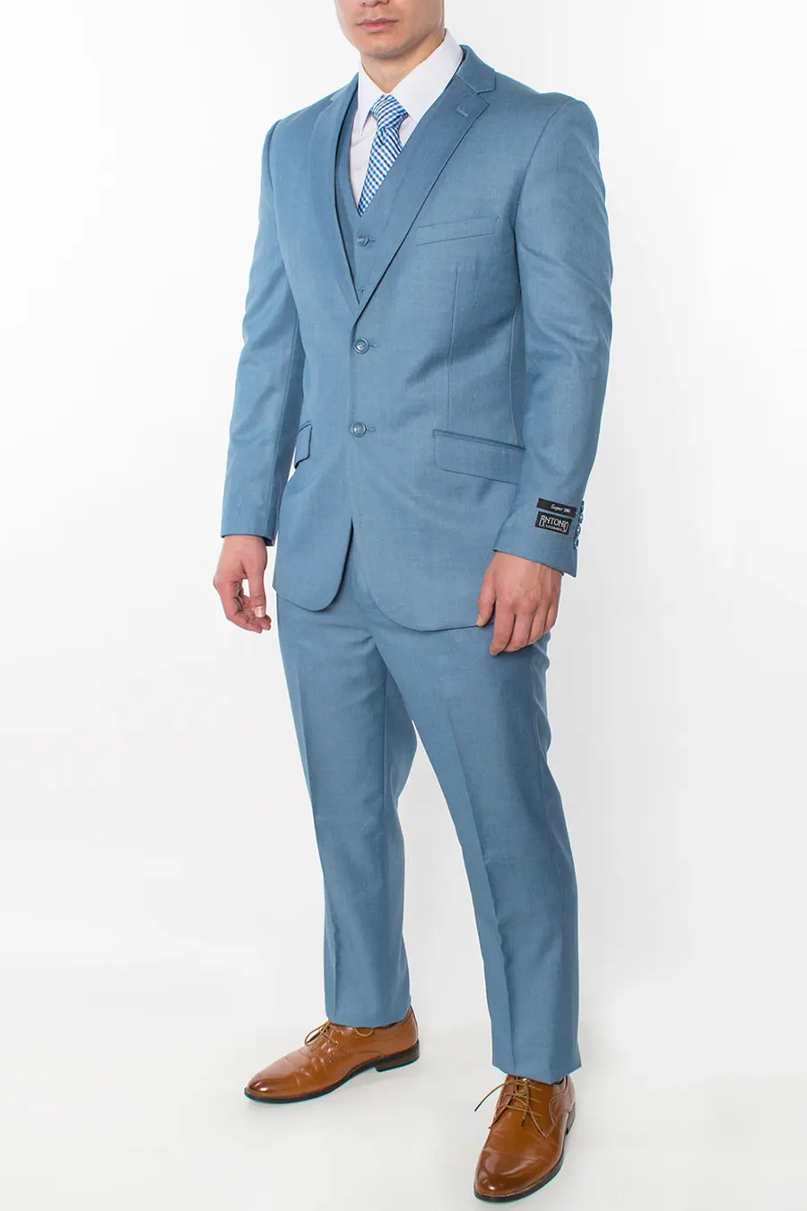 Light Blue 3 Piece Slim Fit Suit