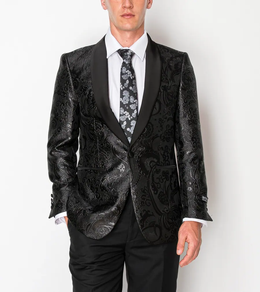 Shiny Black Patterned Jacket