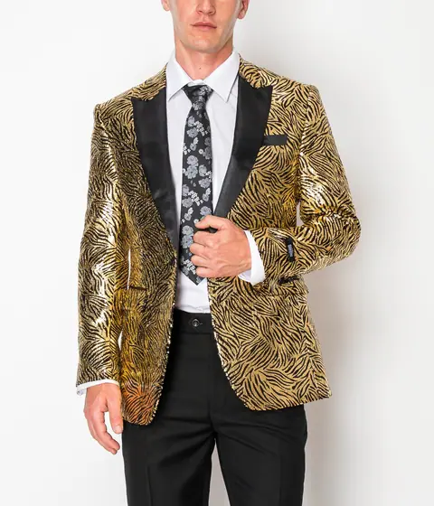 Shiny Gold Zebra Patterned Jacket