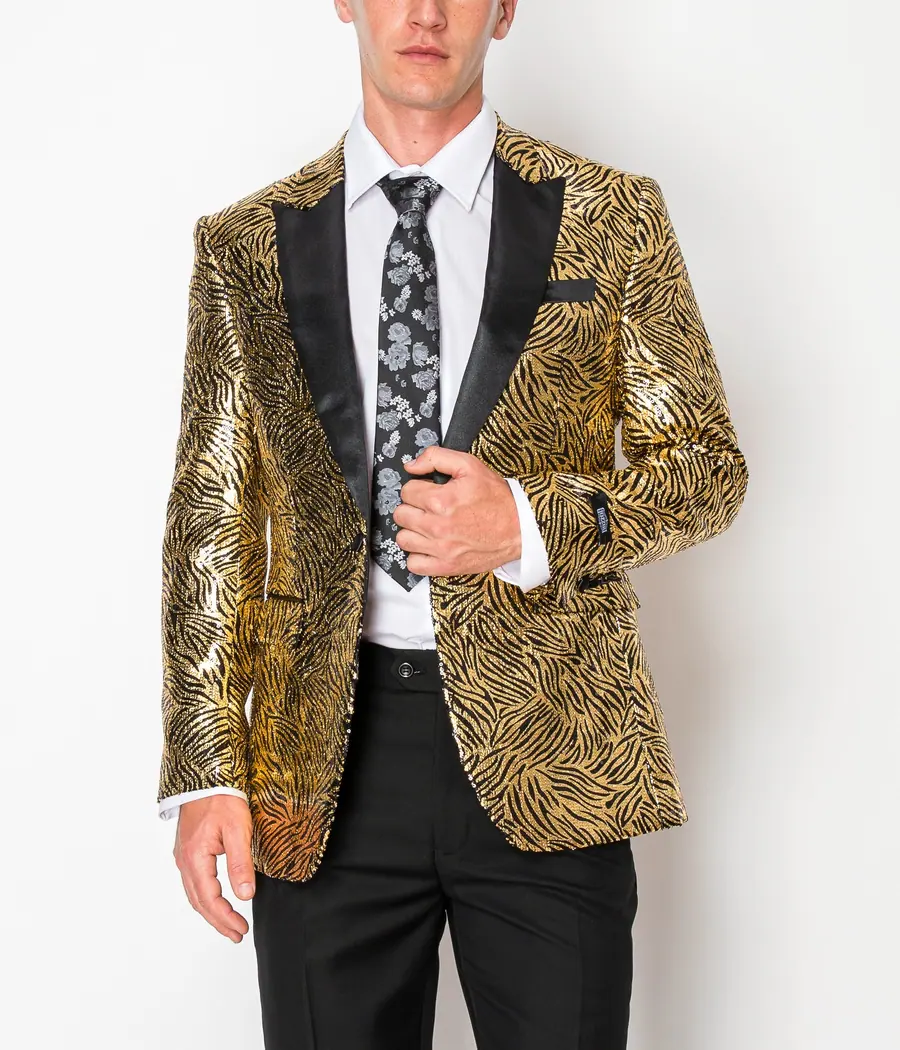 Shiny Gold Zebra Patterned Jacket