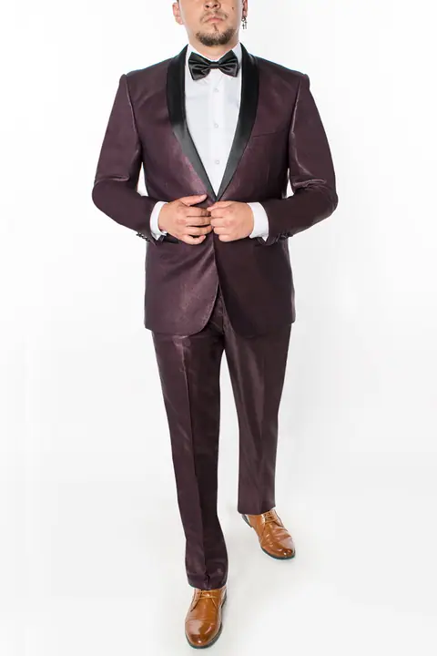 Shiny Maroon 3 Piece Slim Fit Tuxedo