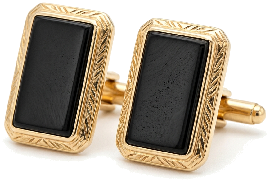 Gold and onyx cufflink