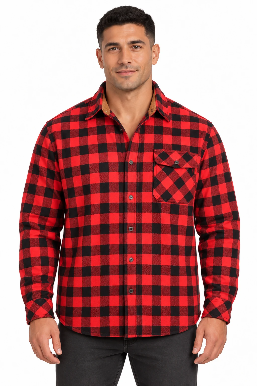 Men's Flannel Shirt w/ Corduroy Contrast