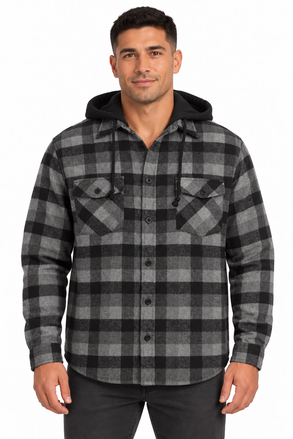 Men's Removable Hoodie Flannel Shirt