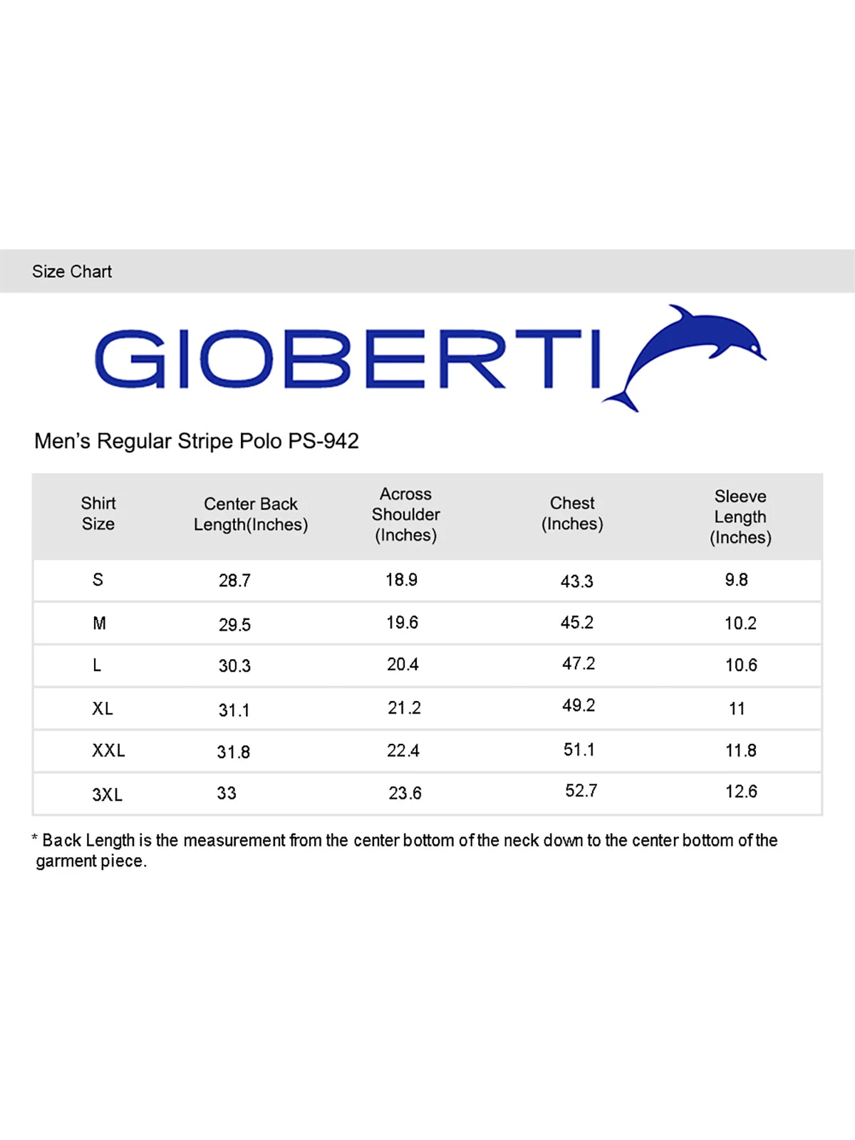 Men's Fine Stripe Polo w/ Pocket size chart