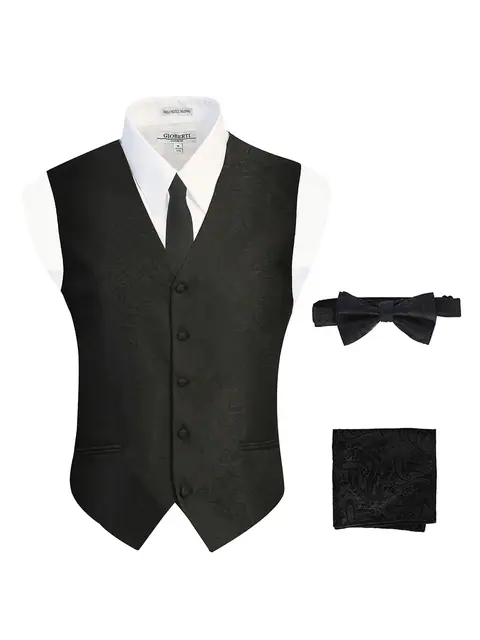 Men's 4 pc Paisley Vest Set