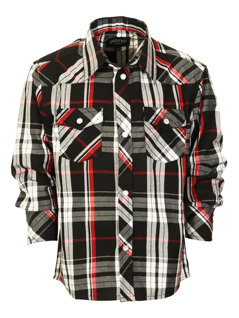Boy's Western Plaid Pearl Snaps Shirt