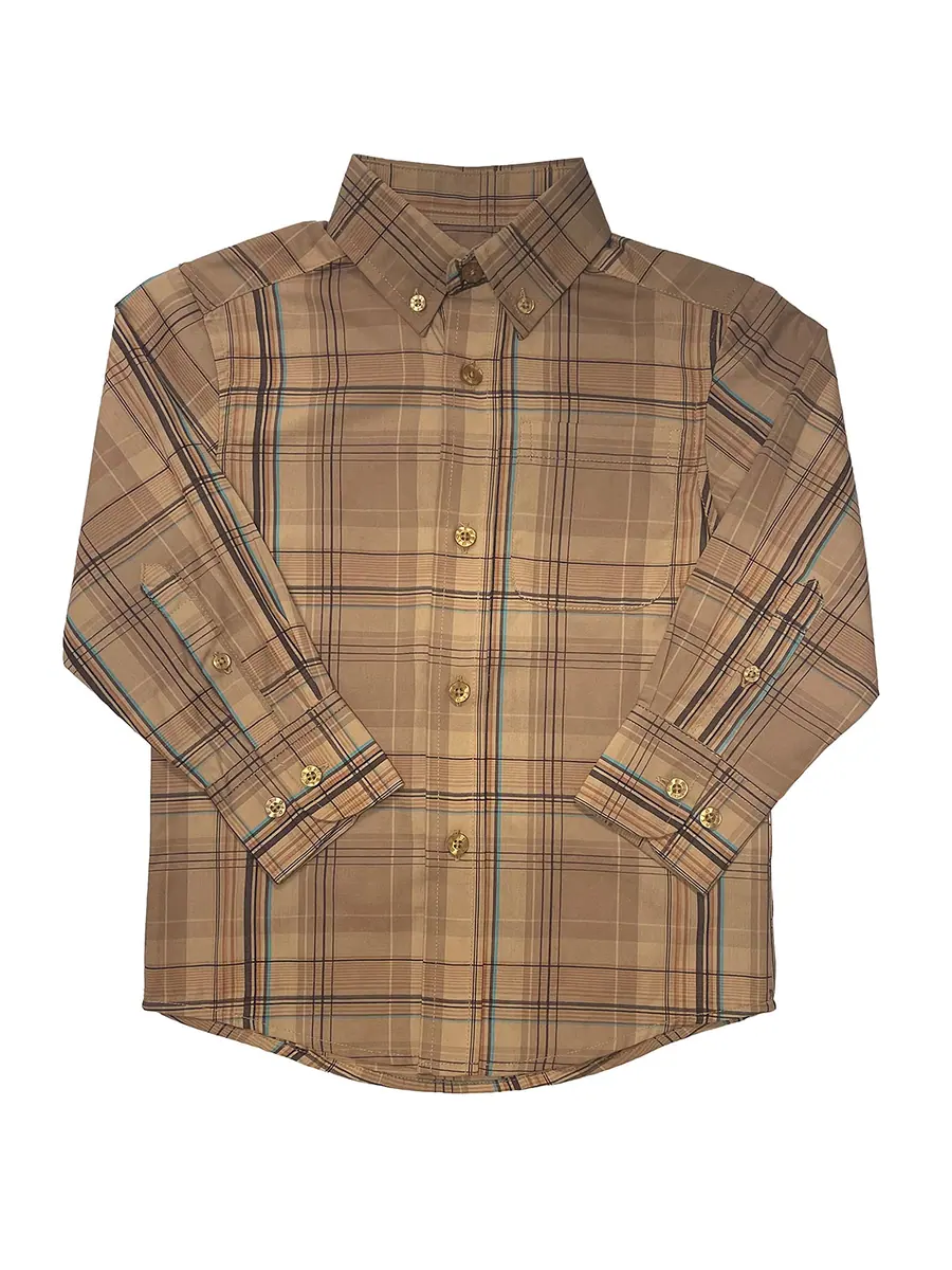 Boy's Button Down Plaid Shirt