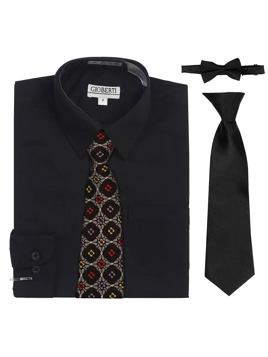 Boy's Dress Shirt w/ Design Tie Set
