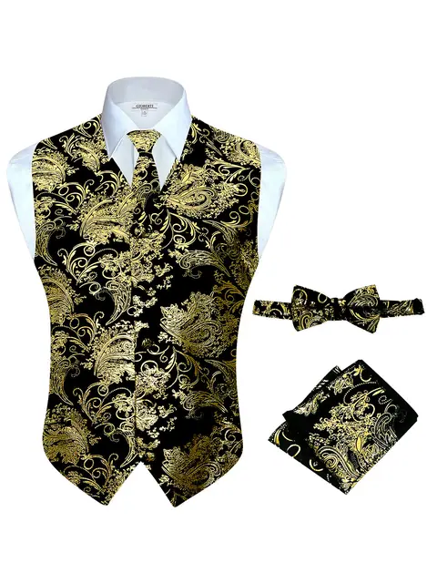 Men's 4 pc Metallic Vest Set