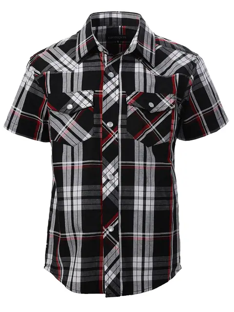 Boy's Western Plaid Pearl Snap Shirt