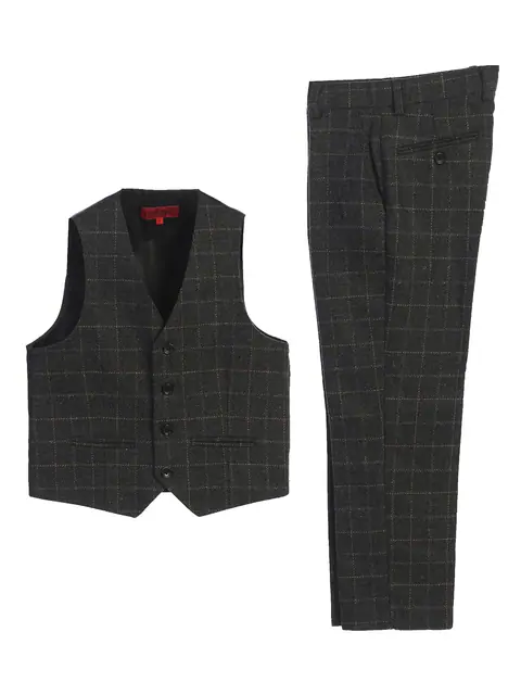 Boy's Plaid Vest Set