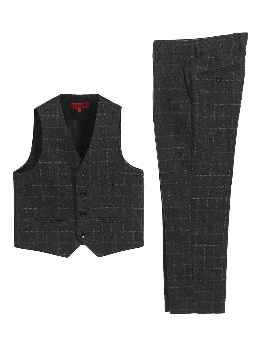 Boy's Plaid Vest Set