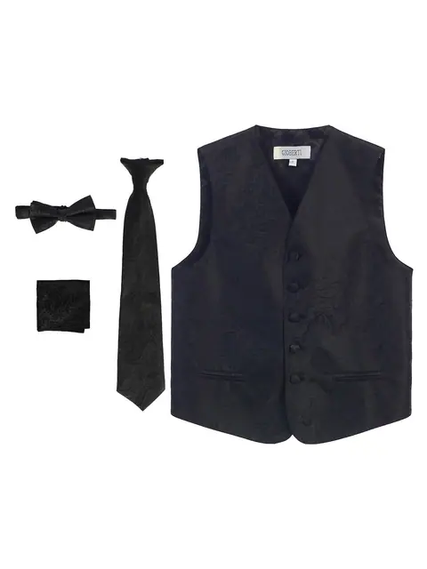 Boy's 4 pc Paisley Vest Set