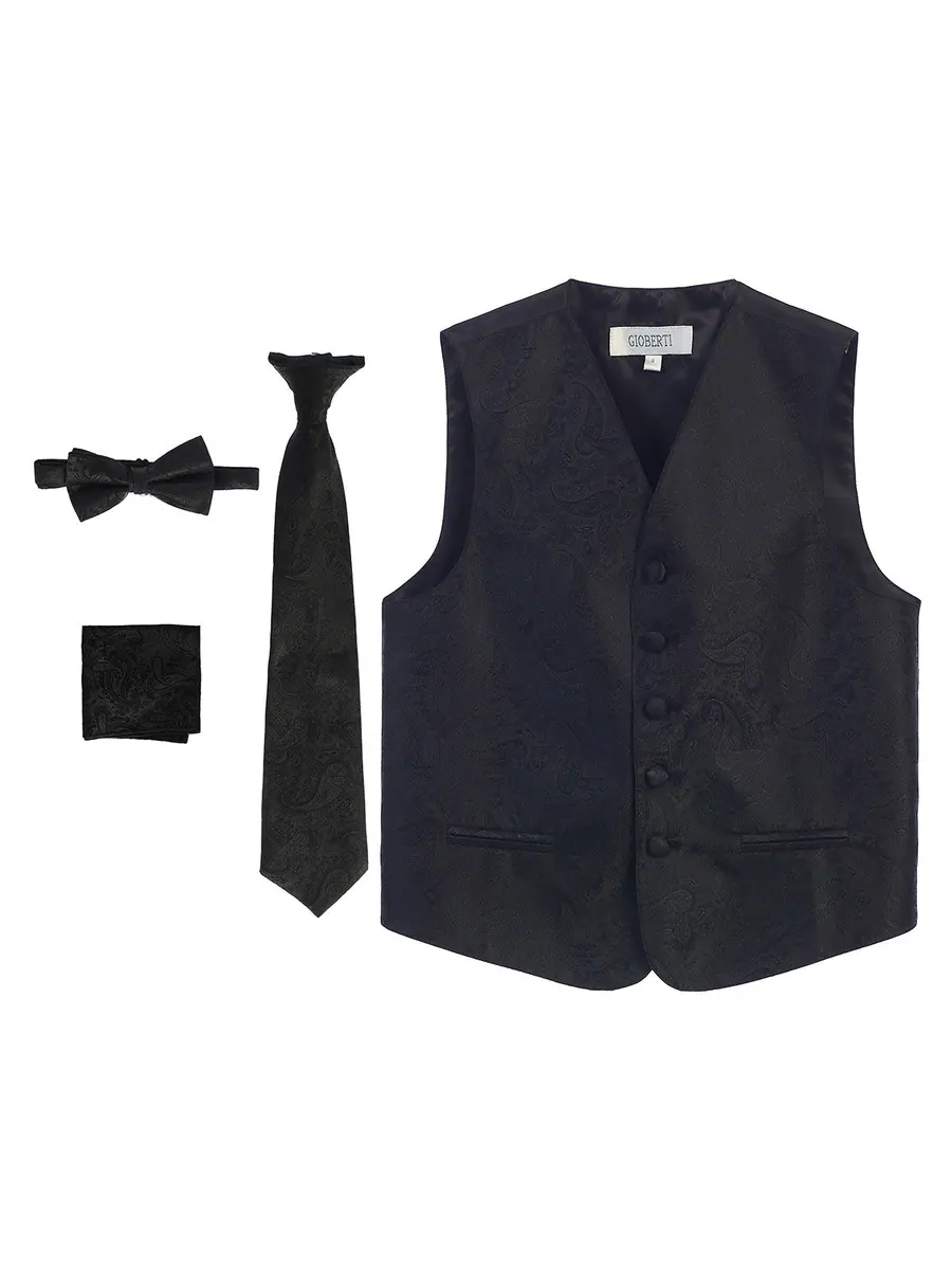 Boy's 4 pc Paisley Vest Set
