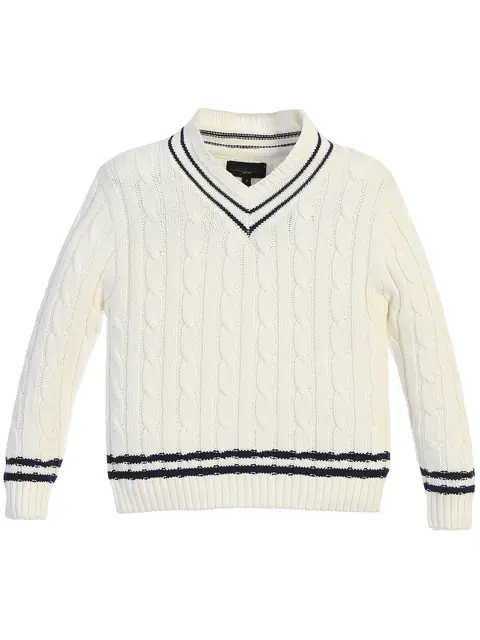 Boy's V-Neck Cable Knit Sweater