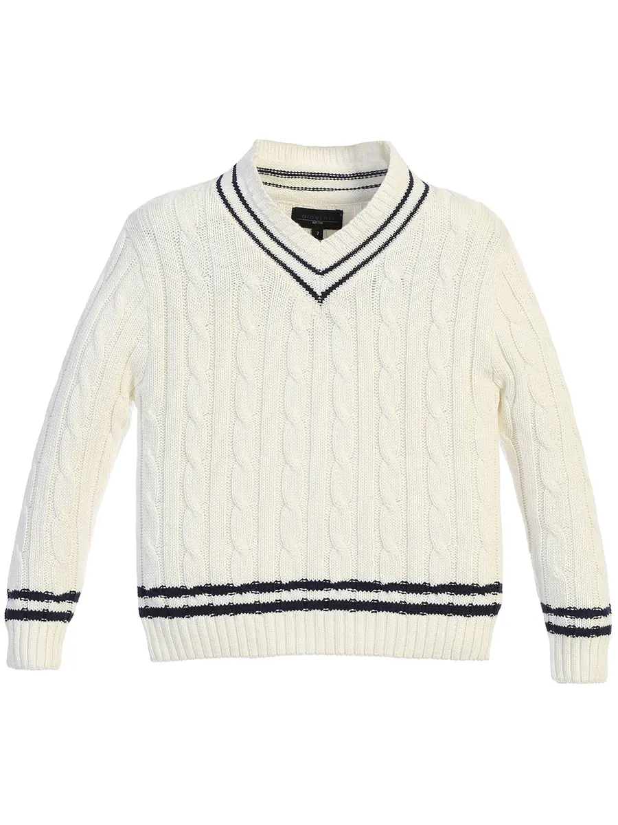 Boy's V-Neck Cable Knit Sweater