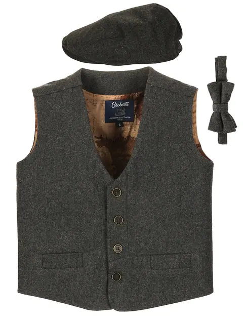 Boy's 3pc Tweed Vest Set