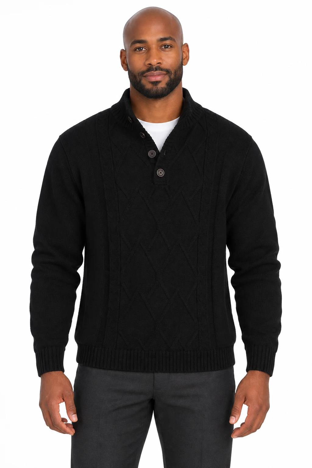 Men's Button Down Collar Pullover Sweater