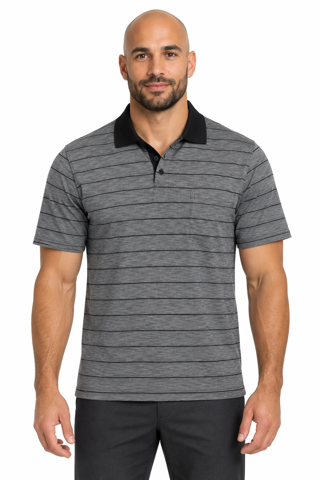 Men's Fine Stripe Polo w/ Pocket