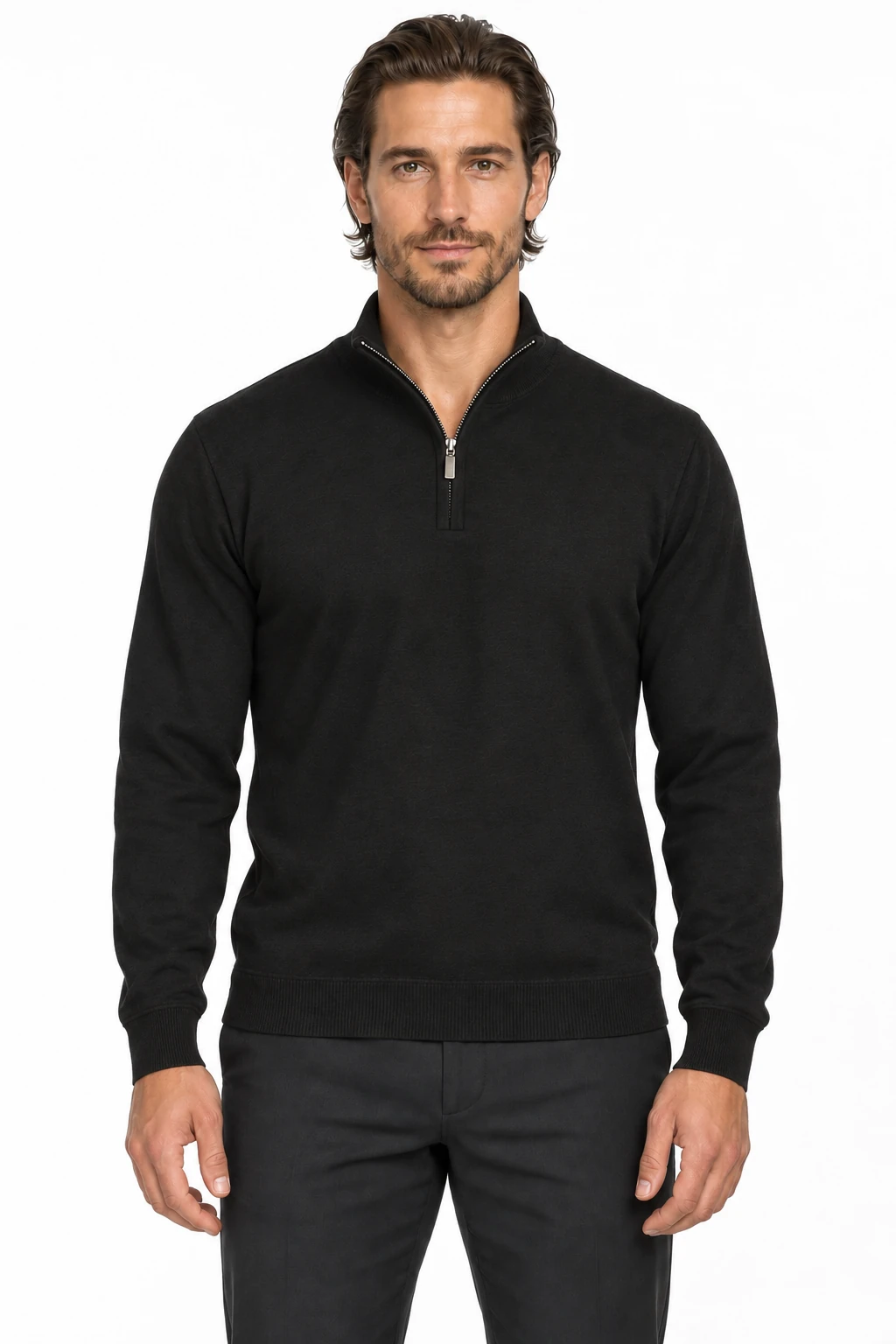 Men's Knitted Quarter Zip Sweater