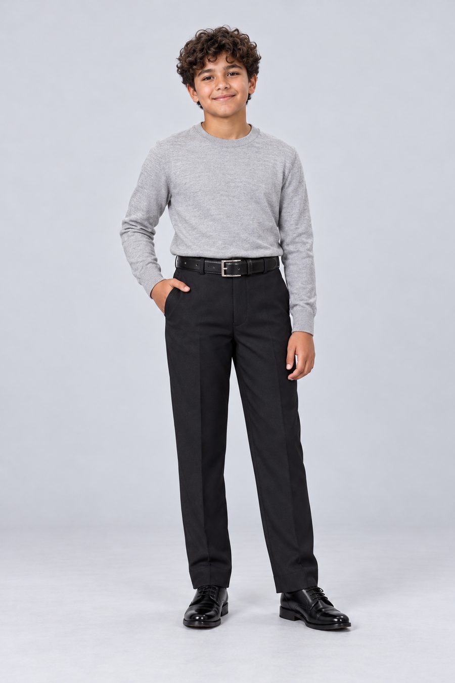Black Dress Pants — front view on model
