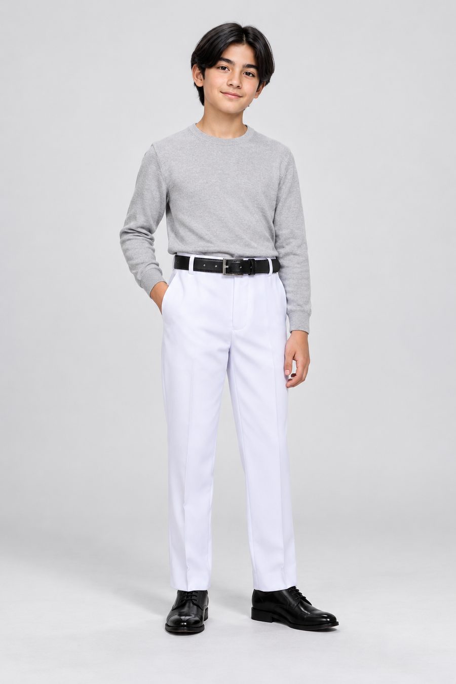 White Dress Pants — front view on model