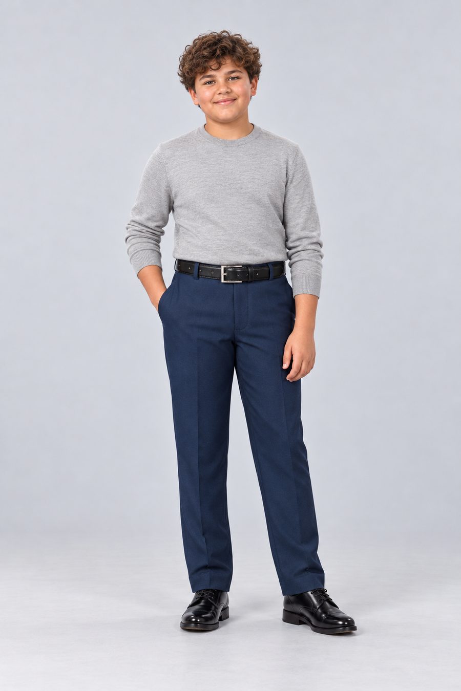 Navy Husky Dress Pants — front view on model