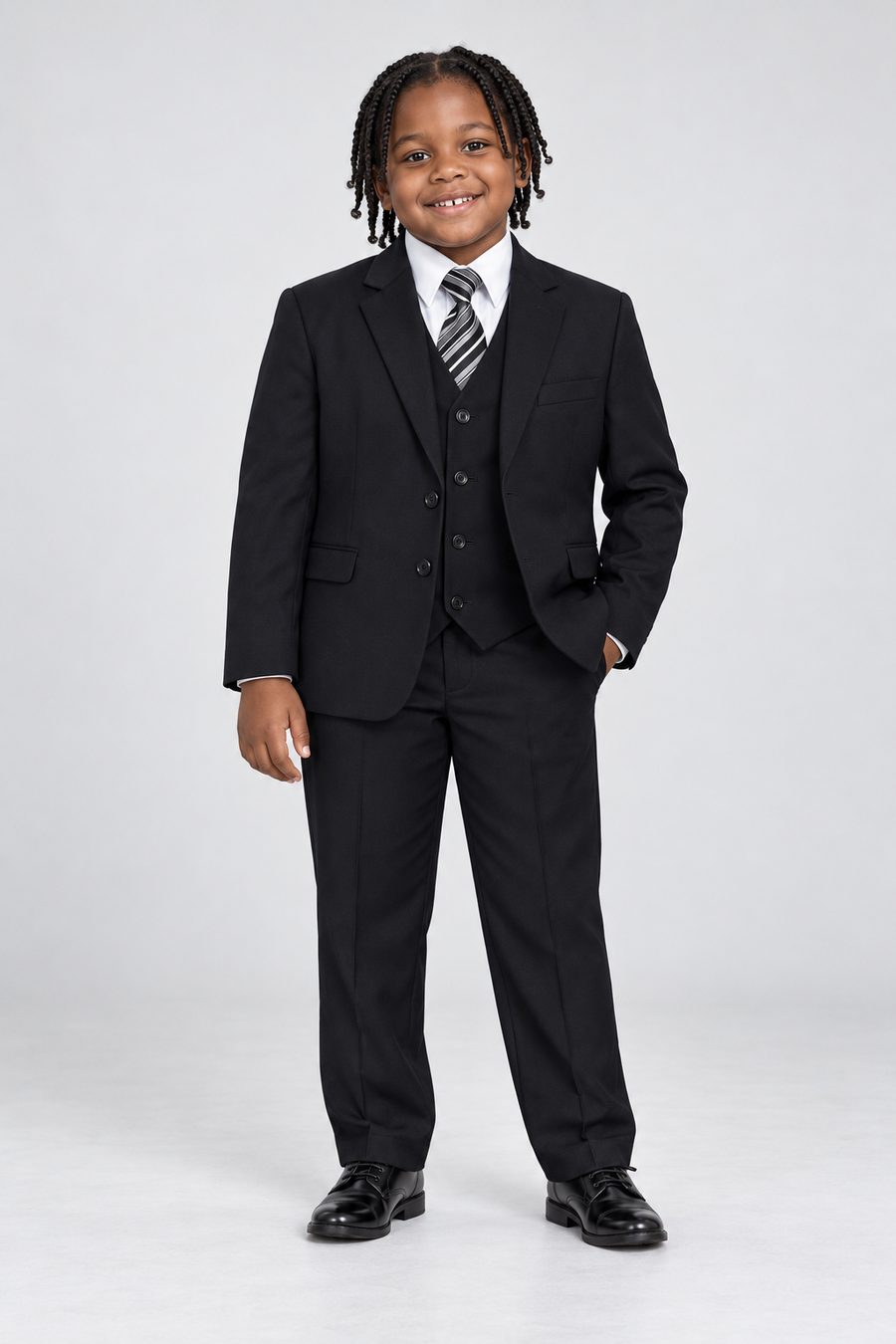 Black Husky Suit — front view on model