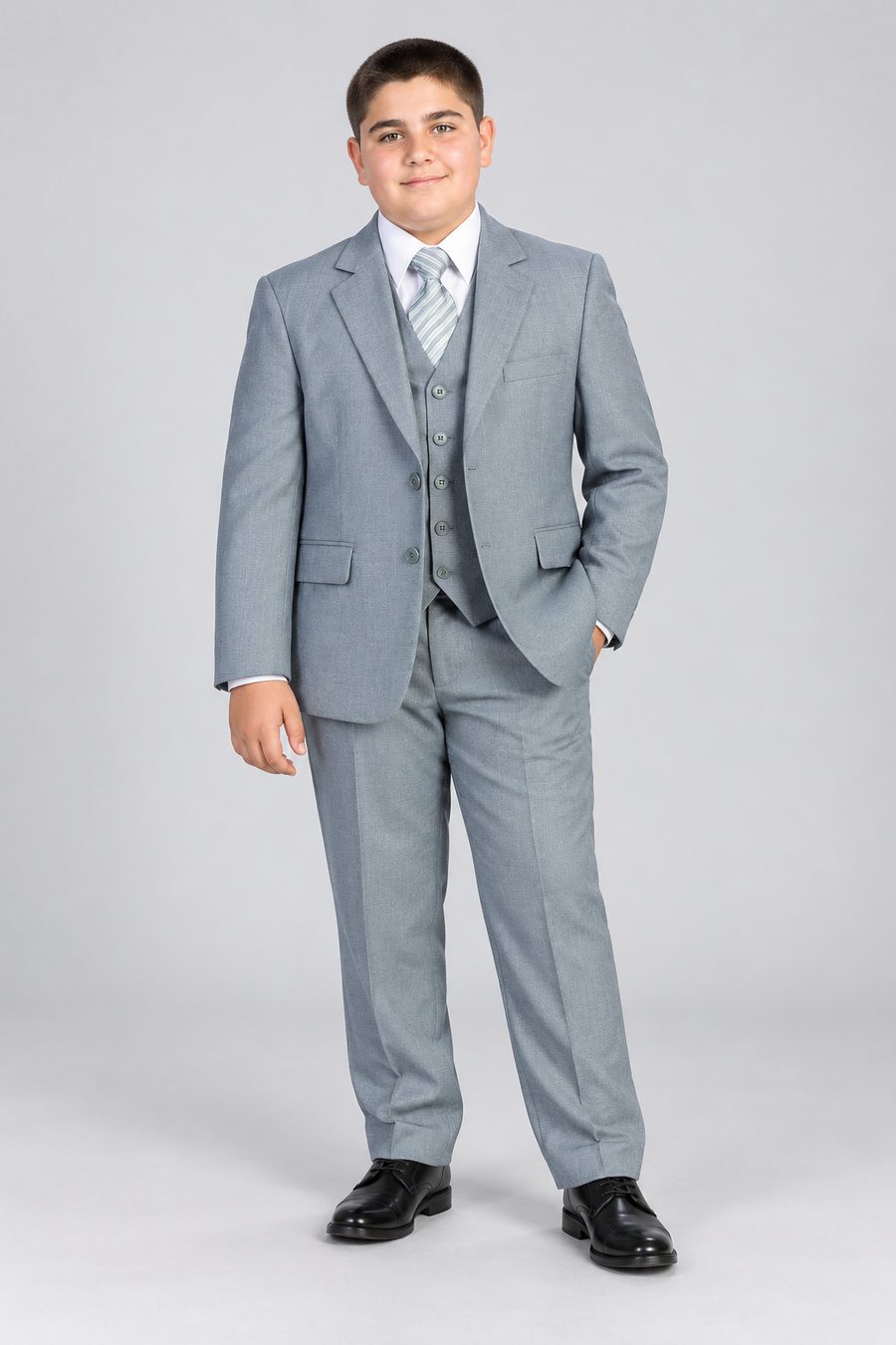 Light Gray Husky Suit — front view on model