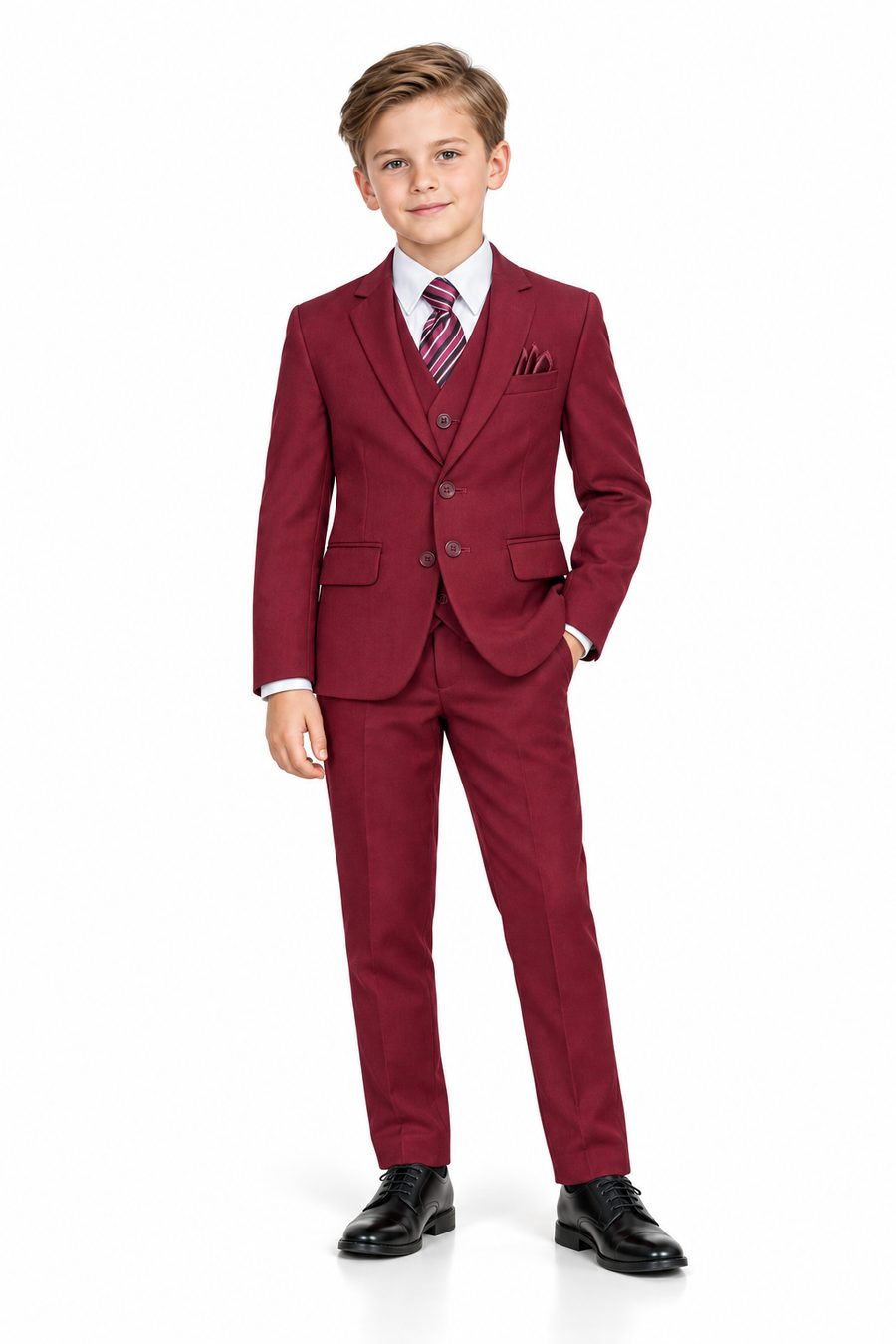 Burgundy Slim Fit — front view on model