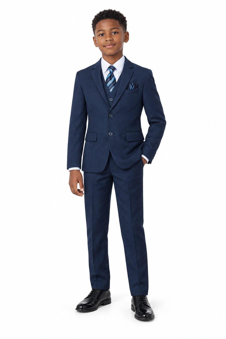 Navy Slim Fit Suit on a child model