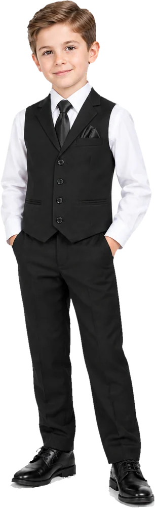 Boy's Suit Vest Set suit in Black